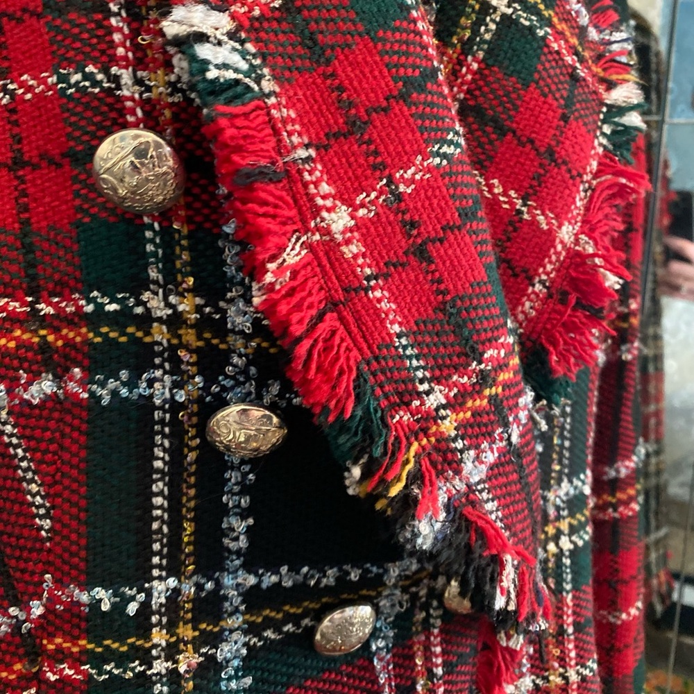 Zara Red and Black Plaid Blazer Coat - Picture 9 of 12